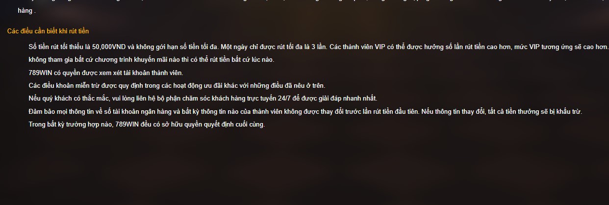 Một số lưu ý khi rút tiền 789win mà người chơi không nên bỏ qua